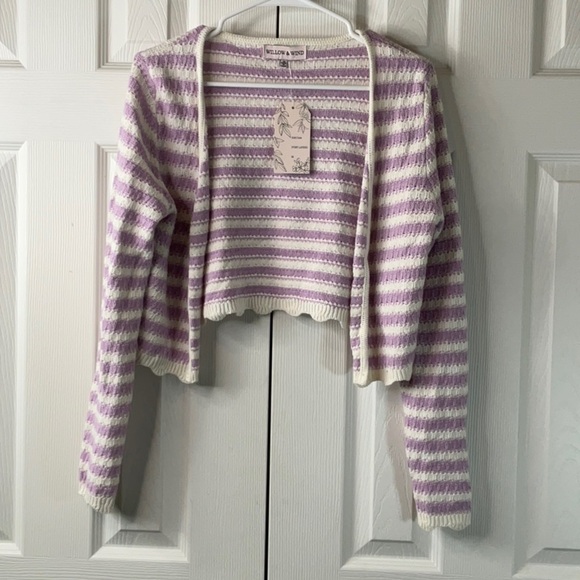 Willow & Wind Womens Crochet Soft Sweater Cropped Cardigan Size M - Picture 1 of 8